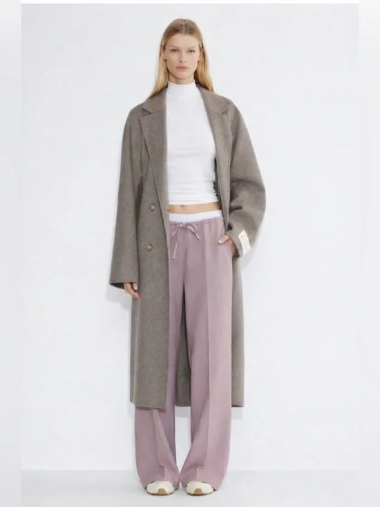 NWT Aritzia Babaton Equity Pants Size M | Italian Wool Wide Leg Blush Mauve - Picture 5 of 13